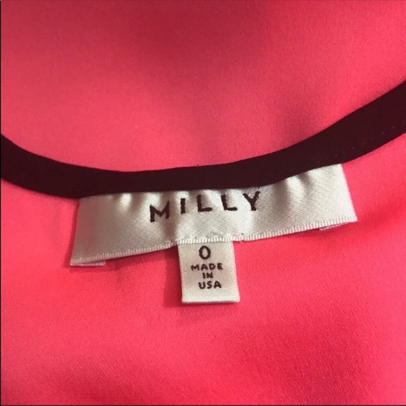 Milly Silk Crepe Flyaway Top Mesh Accents - Picture 5 of 8